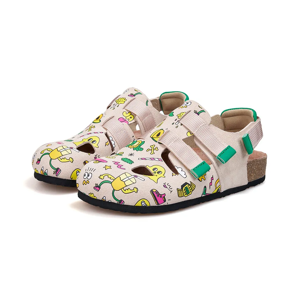 JOY&MARIO Women’s Slip-On Printed Cow Suede Birken Shoes in Camel-77256W