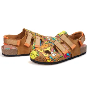 JOY&MARIO Women’s Slip-On Printed Cow Suede Birken Shoes in Camel-77256W