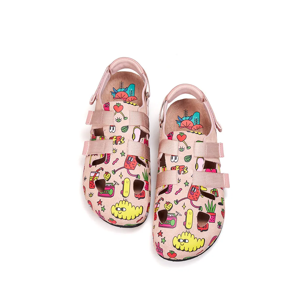 JOY&MARIO Women’s Slip-On Printed Cow Suede Birken Shoes in Camel-77256W