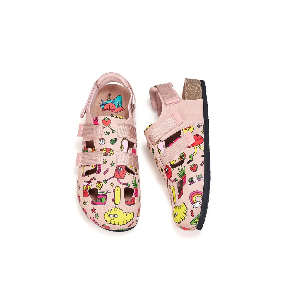 JOY&MARIO Women’s Slip-On Printed Cow Suede Birken Shoes in Camel-77256W