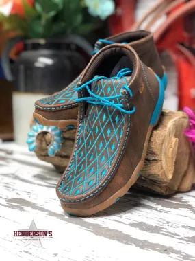 Ladies Bomber Driving Moc ~ Turquoise Diamonds