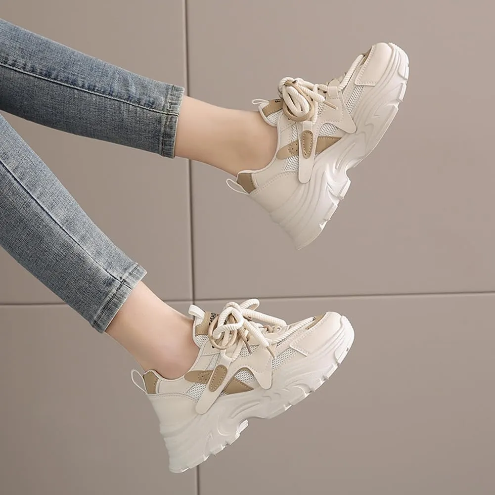 MAUGELY Women's Platform Mesh Casual Sports Shoes Fashionable Road-Running Walking Sneakers