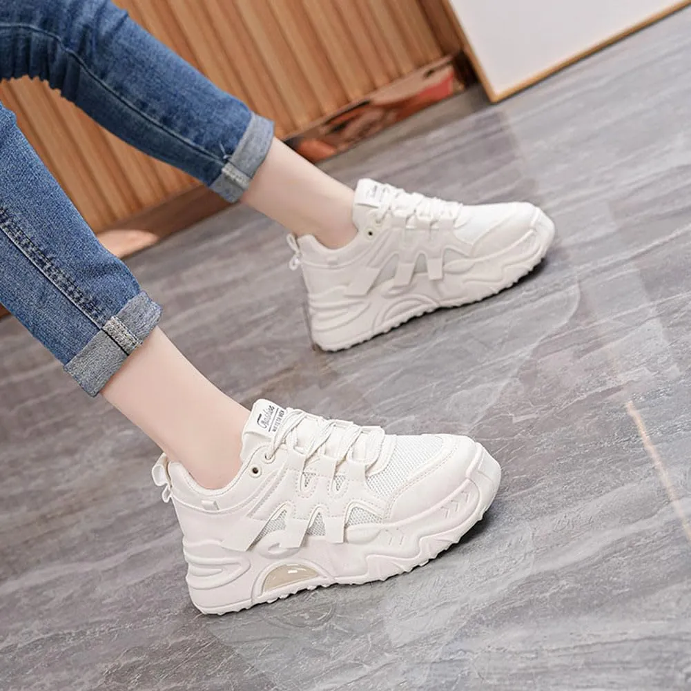 MAUGELY Women's Platform Mesh Casual Sports Shoes Fashionable Road-Running Walking Sneakers