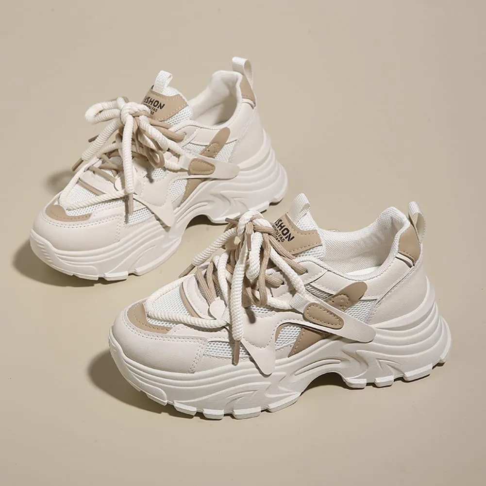 MAUGELY Women's Platform Mesh Casual Sports Shoes Fashionable Road-Running Walking Sneakers