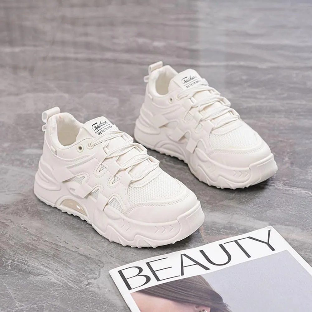 MAUGELY Women's Platform Mesh Casual Sports Shoes Fashionable Road-Running Walking Sneakers