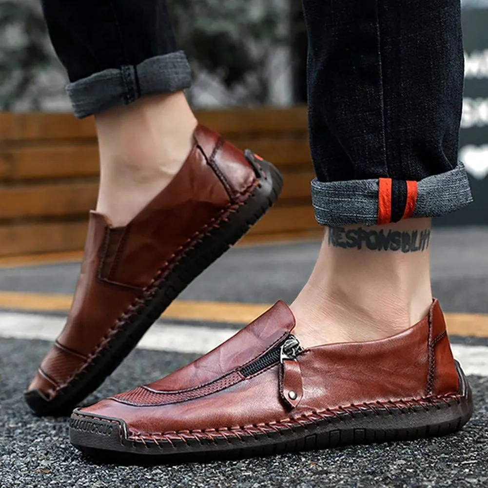 Men Casual Leather Loafers Summer Walking Shoes Fashionable Boat Moccasins Slip on Comfortable Driving Footwear