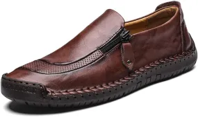 Men Casual Leather Loafers Summer Walking Shoes Fashionable Boat Moccasins Slip on Comfortable Driving Footwear