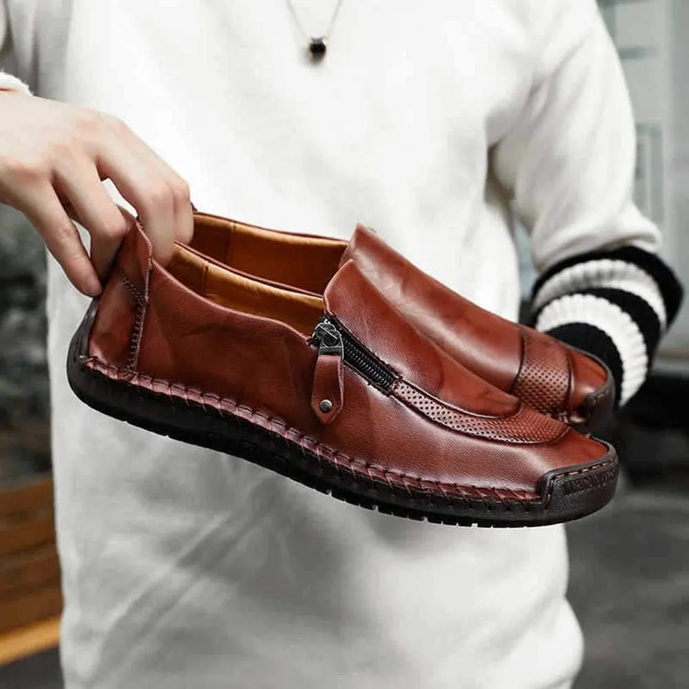 Men Casual Leather Loafers Summer Walking Shoes Fashionable Boat Moccasins Slip on Comfortable Driving Footwear