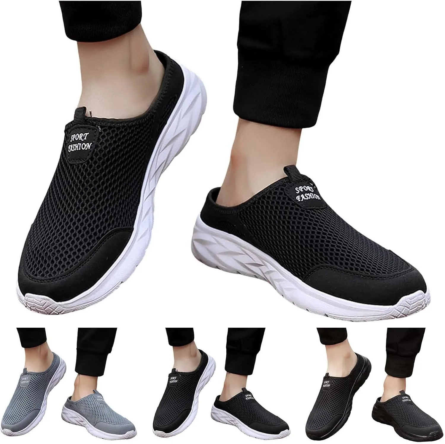 Men Sports Shoes Fashion New Pattern Solid Color Simple Mesh Breathable Comfortable Flat Sneaker Shoes for Men Sneakers