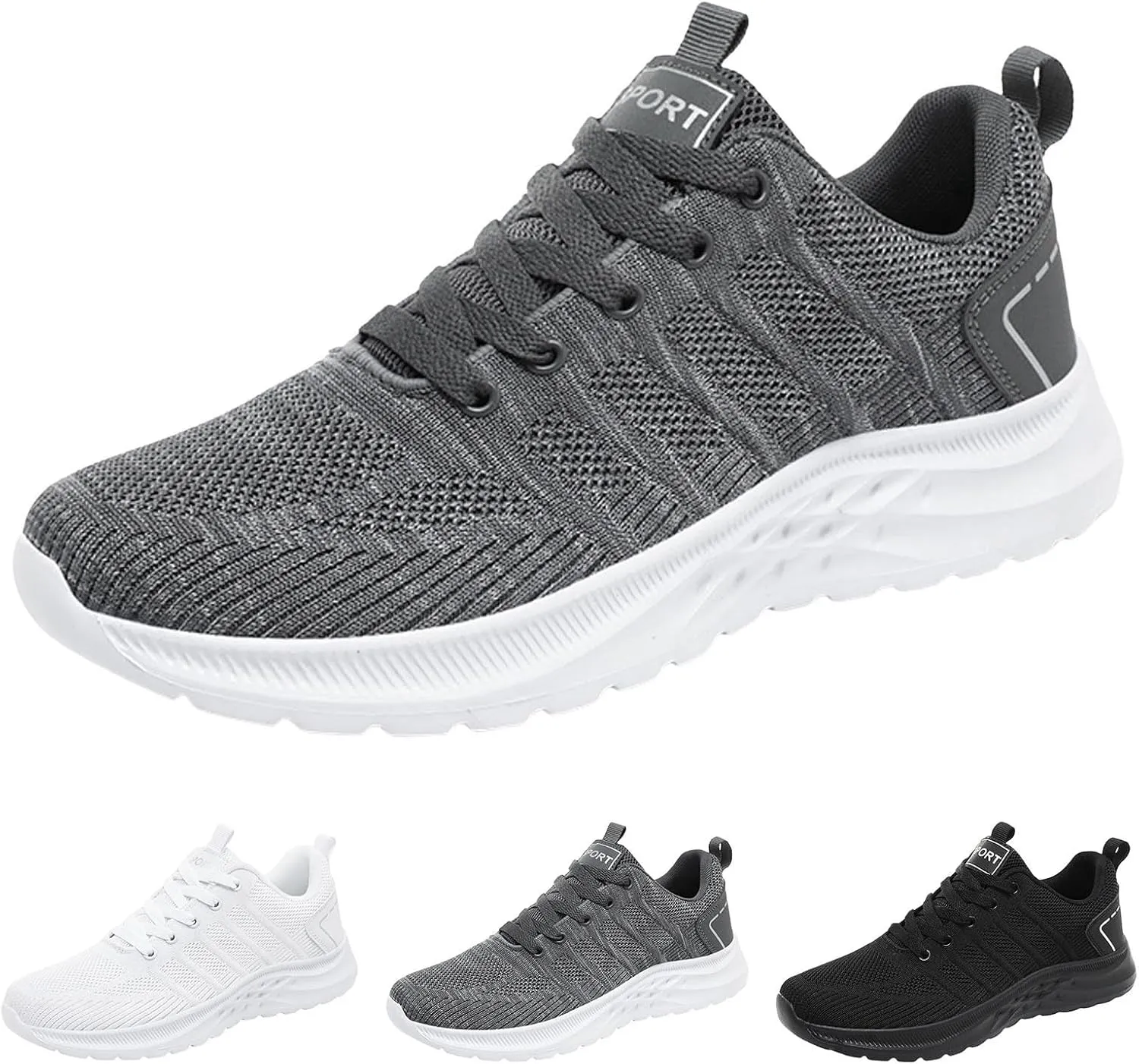 Men Sports Shoes Fashionable Couple Simple and Solid Color Thick Bottomed Flat Mesh Breathable Mens Sneaker