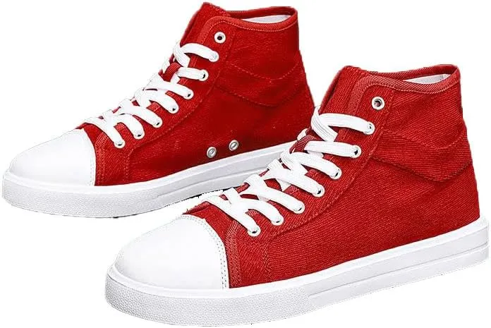 Men's Lightweight Solid Color high-top Canvas Sneakers Breathable Flat Walking Skateboard