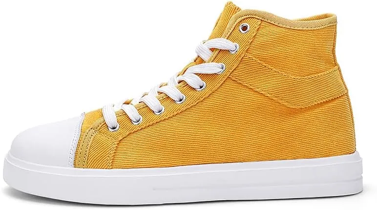 Men's Lightweight Solid Color high-top Canvas Sneakers Breathable Flat Walking Skateboard
