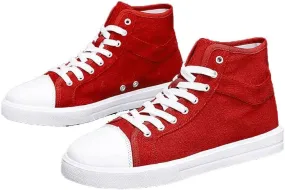 Men's Lightweight Solid Color high-top Canvas Sneakers Breathable Flat Walking Skateboard