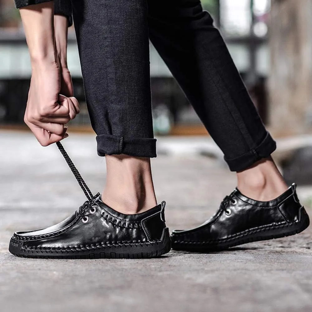 Men's Penny Loafers Summer Lightweight Moccasin Driving Footwear Fashionable Lace Up Flats Boat Shoes