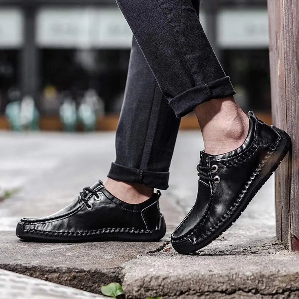 Men's Penny Loafers Summer Lightweight Moccasin Driving Footwear Fashionable Lace Up Flats Boat Shoes