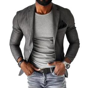 Men's Vintage Linen Single Breasted Lapel Slim Fit Blazer 63329197Y