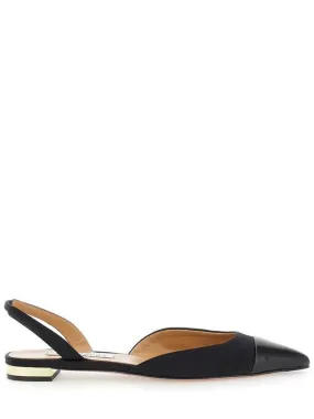 'Milanese' Black Slingback Ballet Flats In Grosgrain And Leather Woman