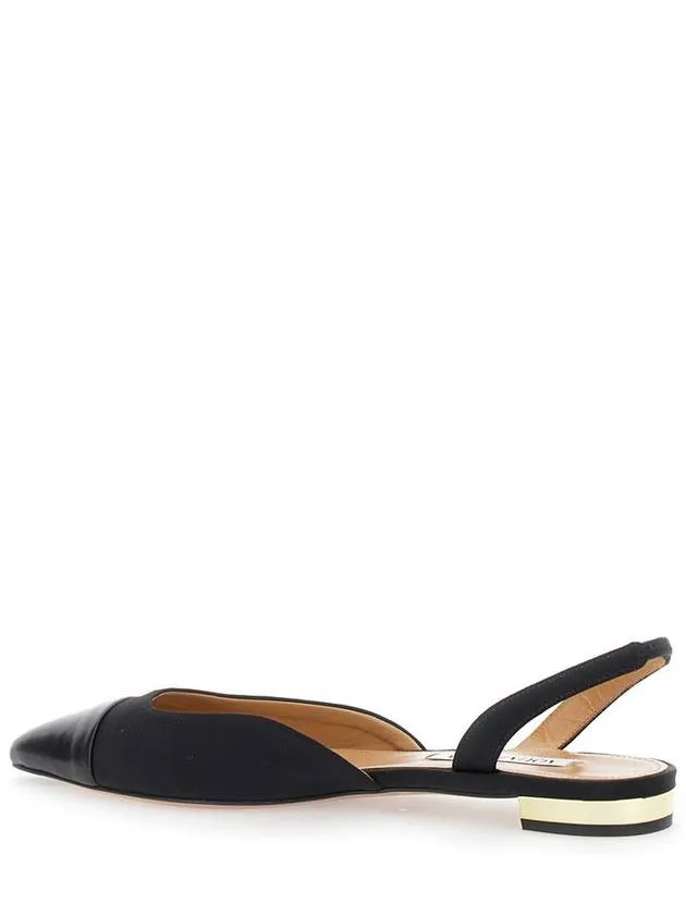 'Milanese' Black Slingback Ballet Flats In Grosgrain And Leather Woman