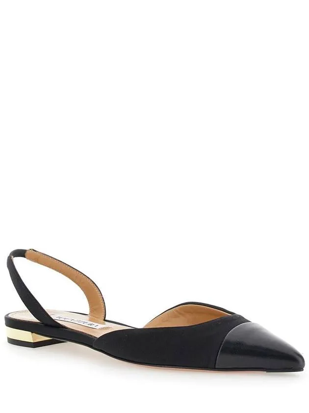 'Milanese' Black Slingback Ballet Flats In Grosgrain And Leather Woman
