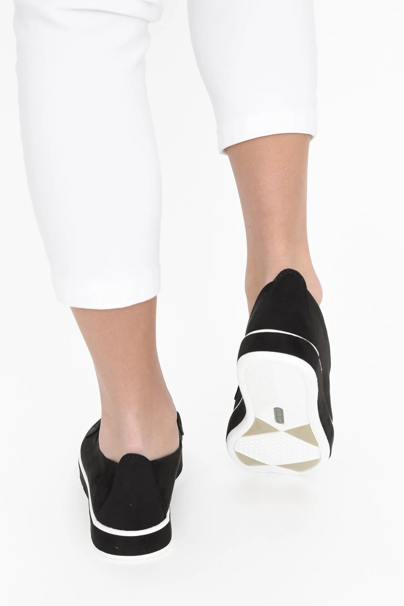 Natyia Black Faux Suede Platform Loafer