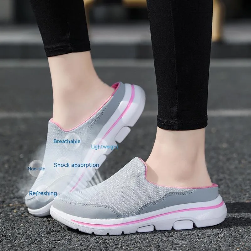 New Oversized Women's Shoes With Half Support And Single Shoe Flat Sole And One Foot Mesh Without Heel