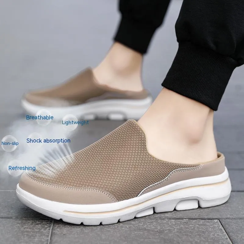 New Oversized Women's Shoes With Half Support And Single Shoe Flat Sole And One Foot Mesh Without Heel