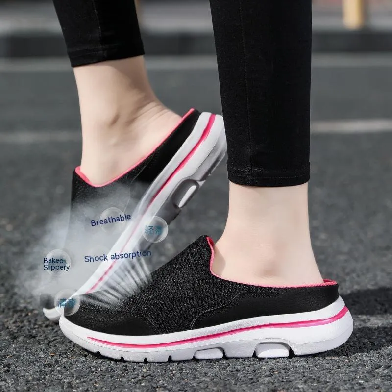 New Oversized Women's Shoes With Half Support And Single Shoe Flat Sole And One Foot Mesh Without Heel