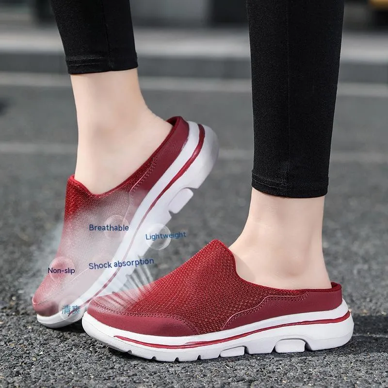 New Oversized Women's Shoes With Half Support And Single Shoe Flat Sole And One Foot Mesh Without Heel