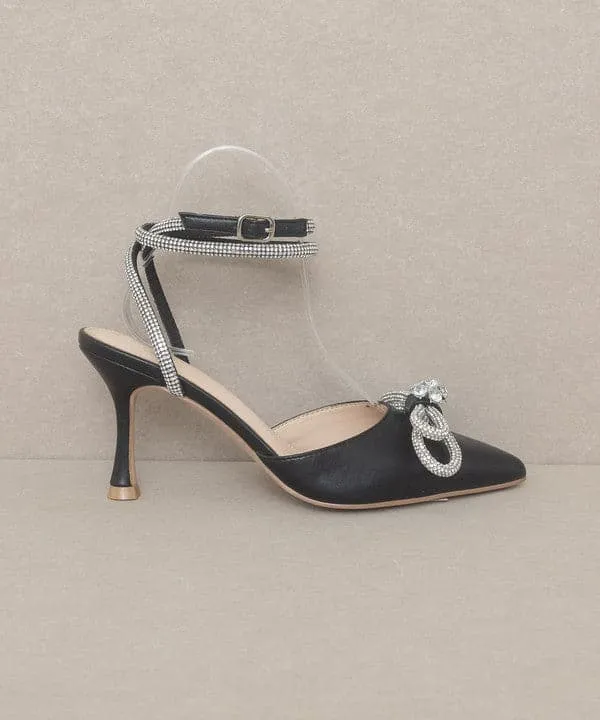 On Point Bow And Rhinestone Ankle Wrap Pump