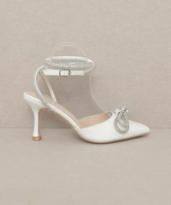 On Point Bow And Rhinestone Ankle Wrap Pump