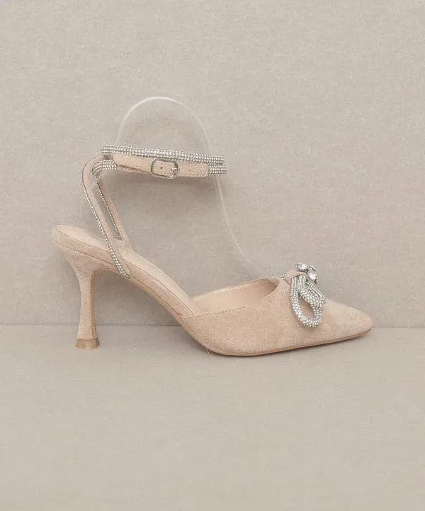 On Point Bow And Rhinestone Ankle Wrap Pump