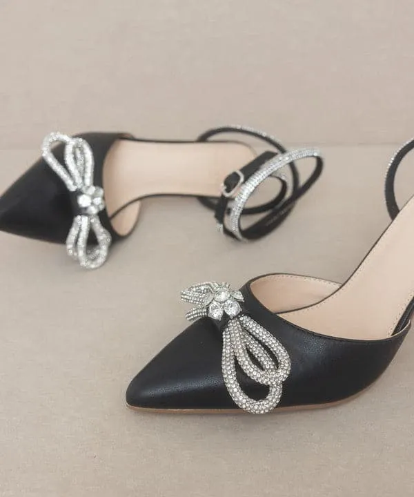 On Point Bow And Rhinestone Ankle Wrap Pump