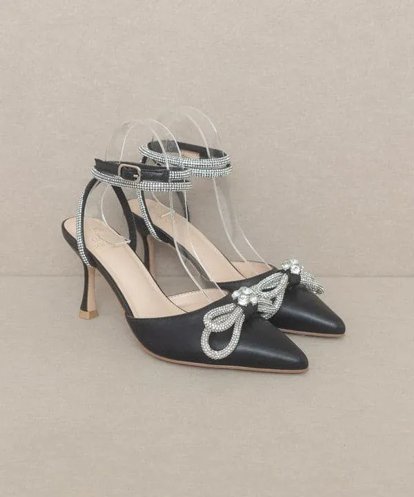 On Point Bow And Rhinestone Ankle Wrap Pump