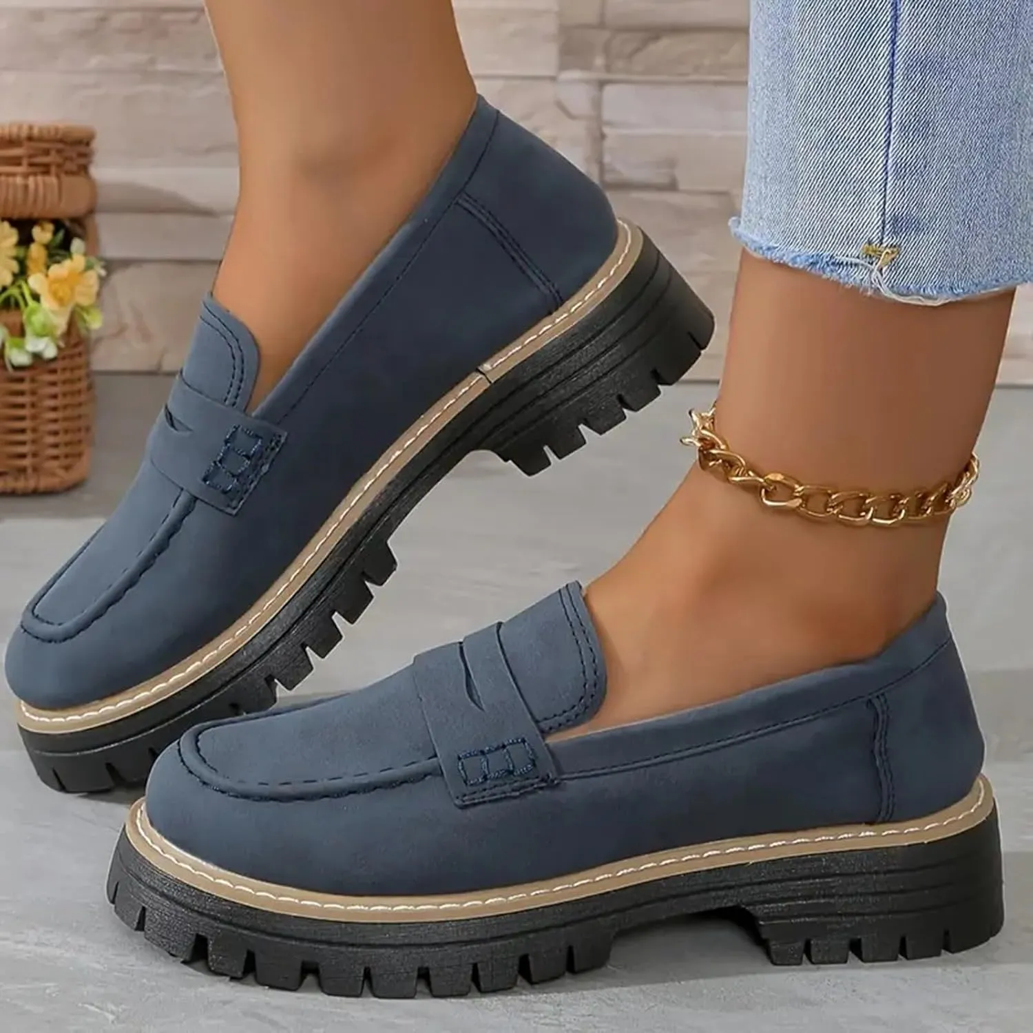 Orthoture-Orthopedic Platform Loafers Comfortable Lightweight Leather Loafers Slip-On Walking Shoes Cute Casual Dress Shoes