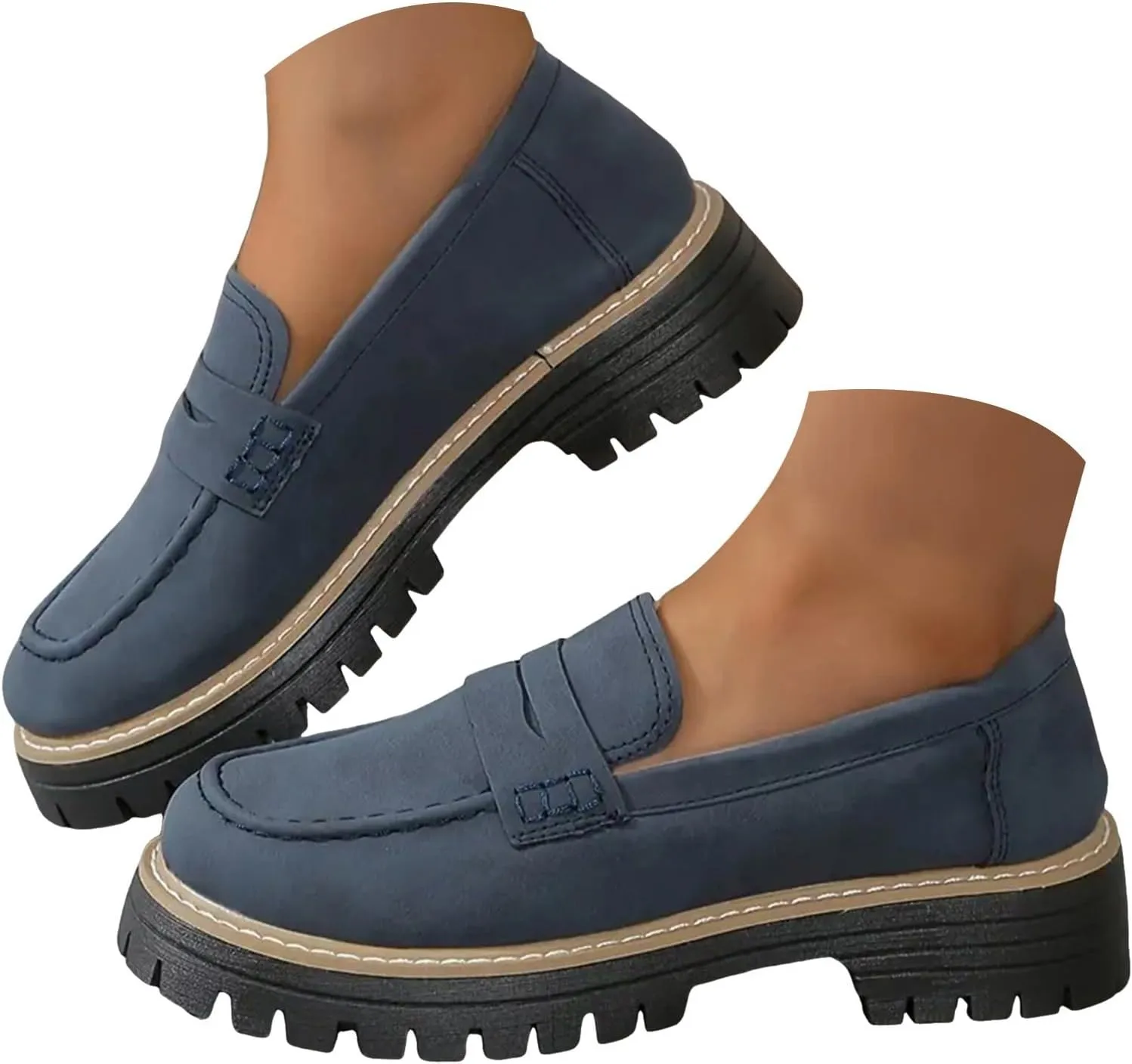 Orthoture-Orthopedic Platform Loafers Comfortable Lightweight Leather Loafers Slip-On Walking Shoes Cute Casual Dress Shoes