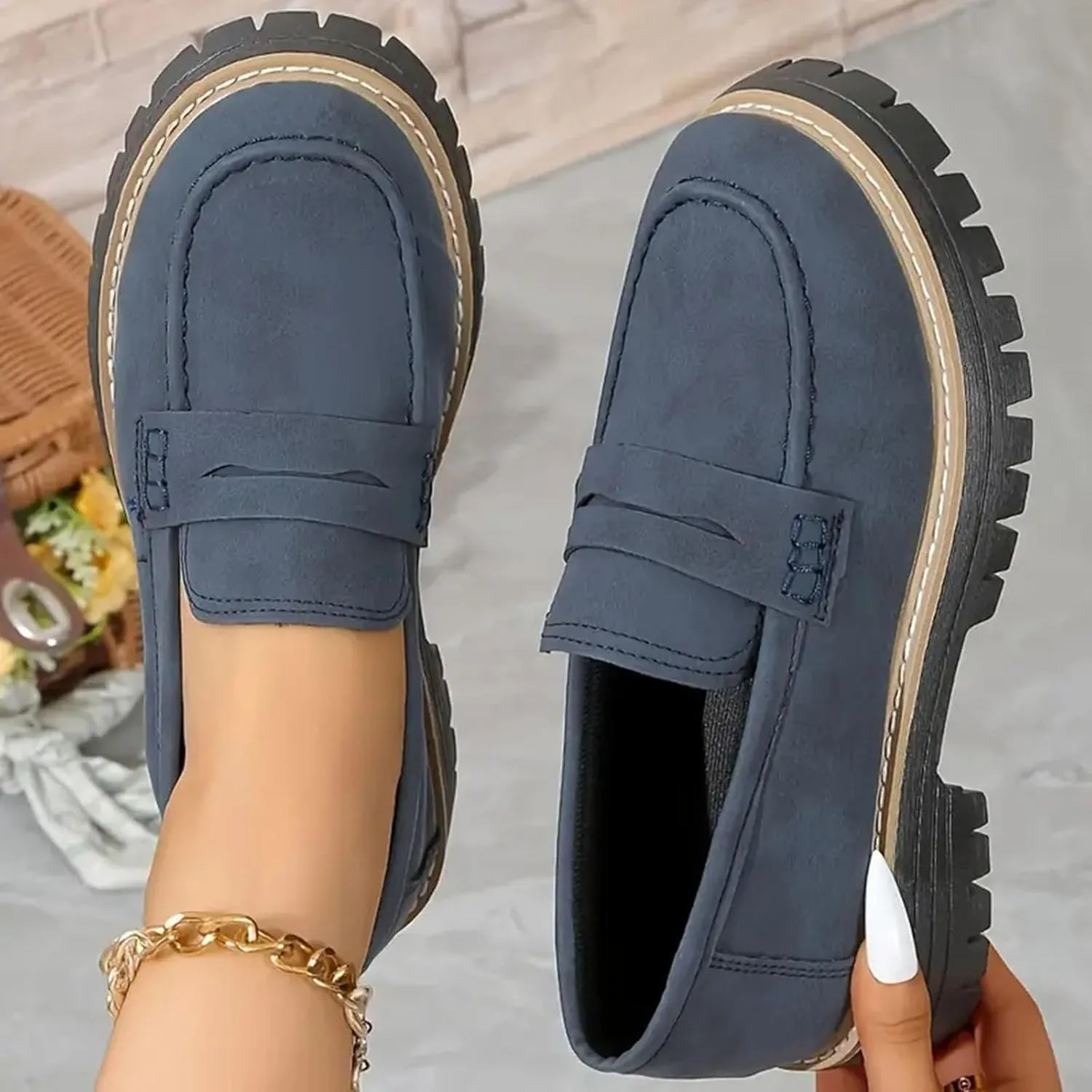 Orthoture-Orthopedic Platform Loafers Comfortable Lightweight Leather Loafers Slip-On Walking Shoes Cute Casual Dress Shoes