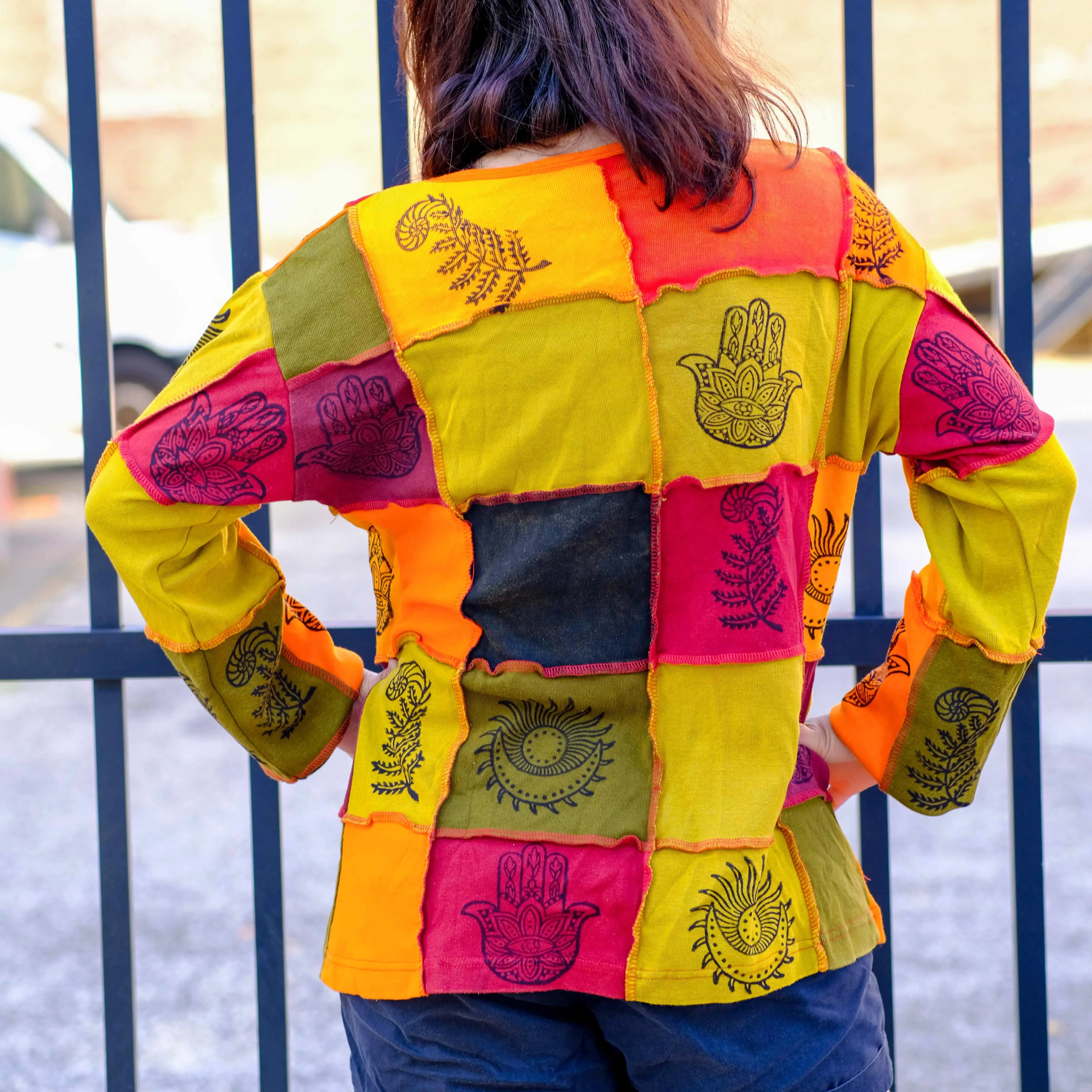 Patchwork Celestial Print Cotton Pull Over