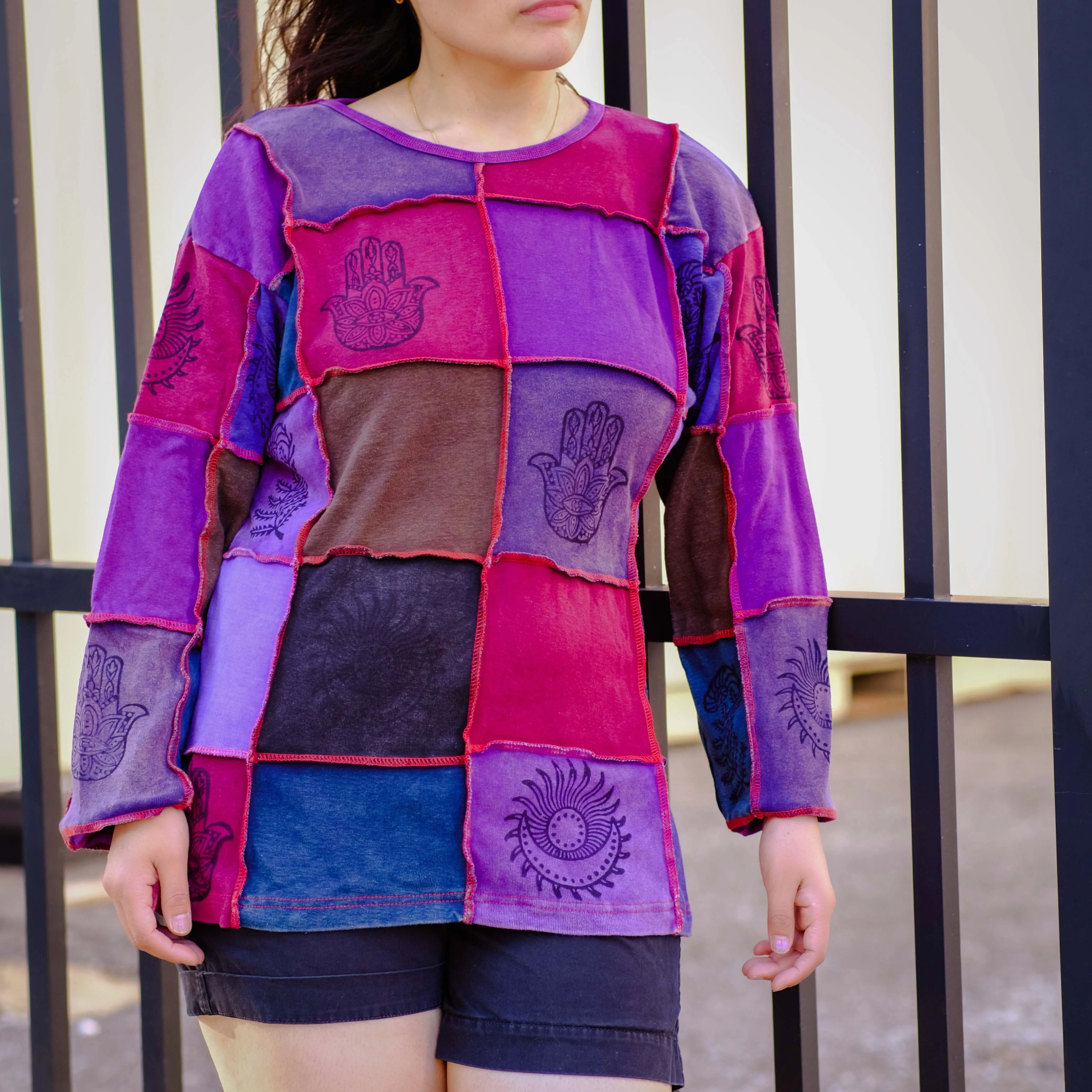 Patchwork Celestial Print Cotton Pull Over