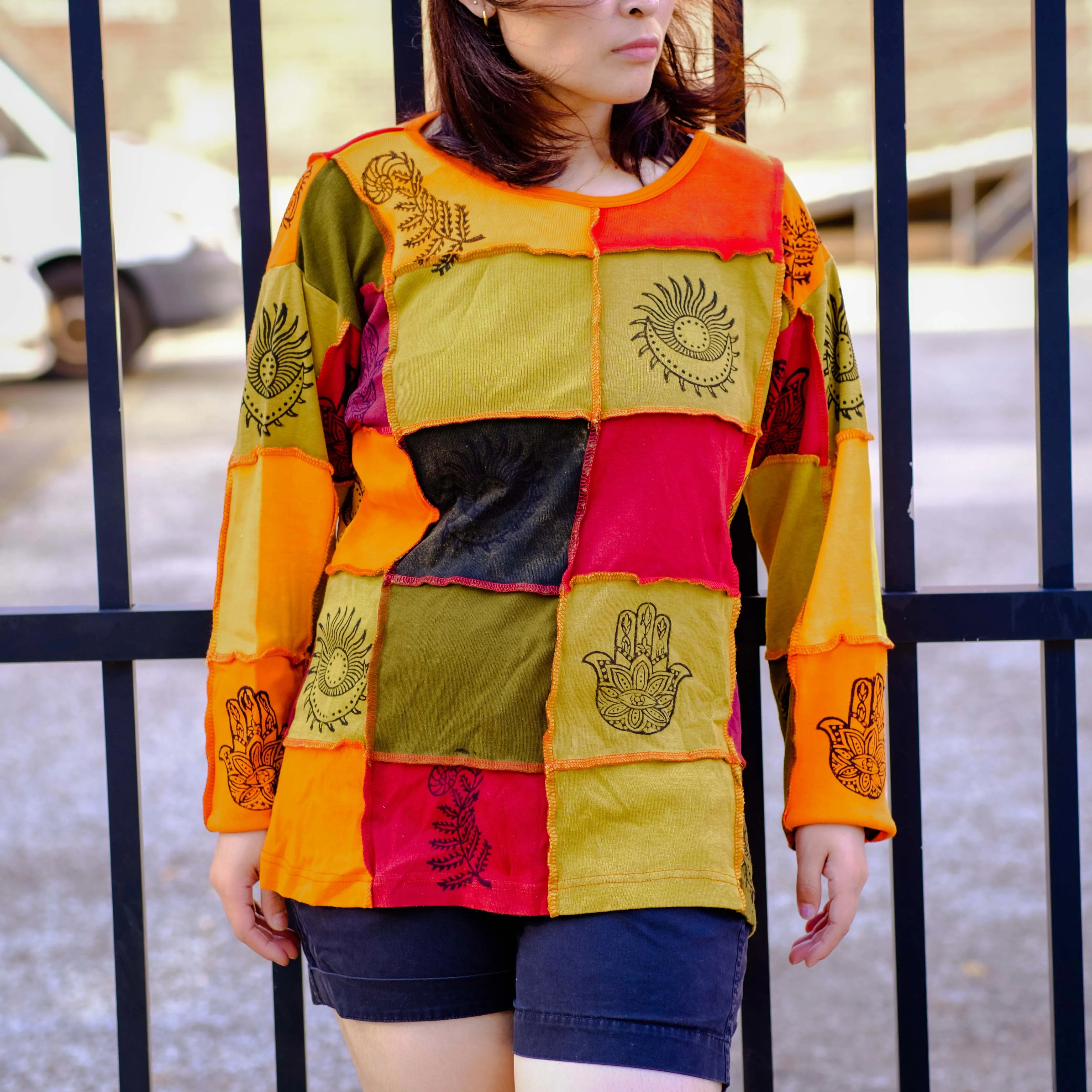 Patchwork Celestial Print Cotton Pull Over