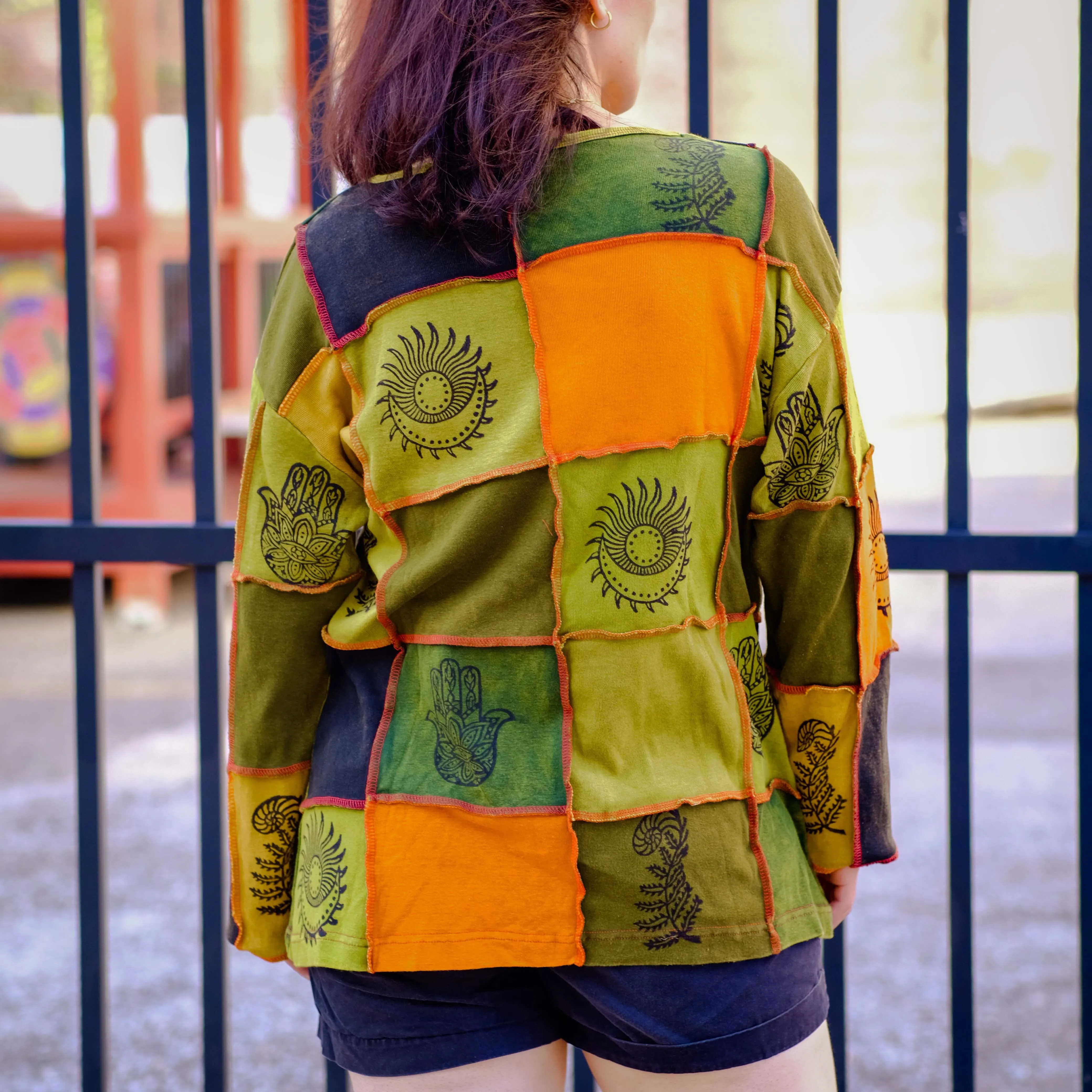 Patchwork Celestial Print Cotton Pull Over