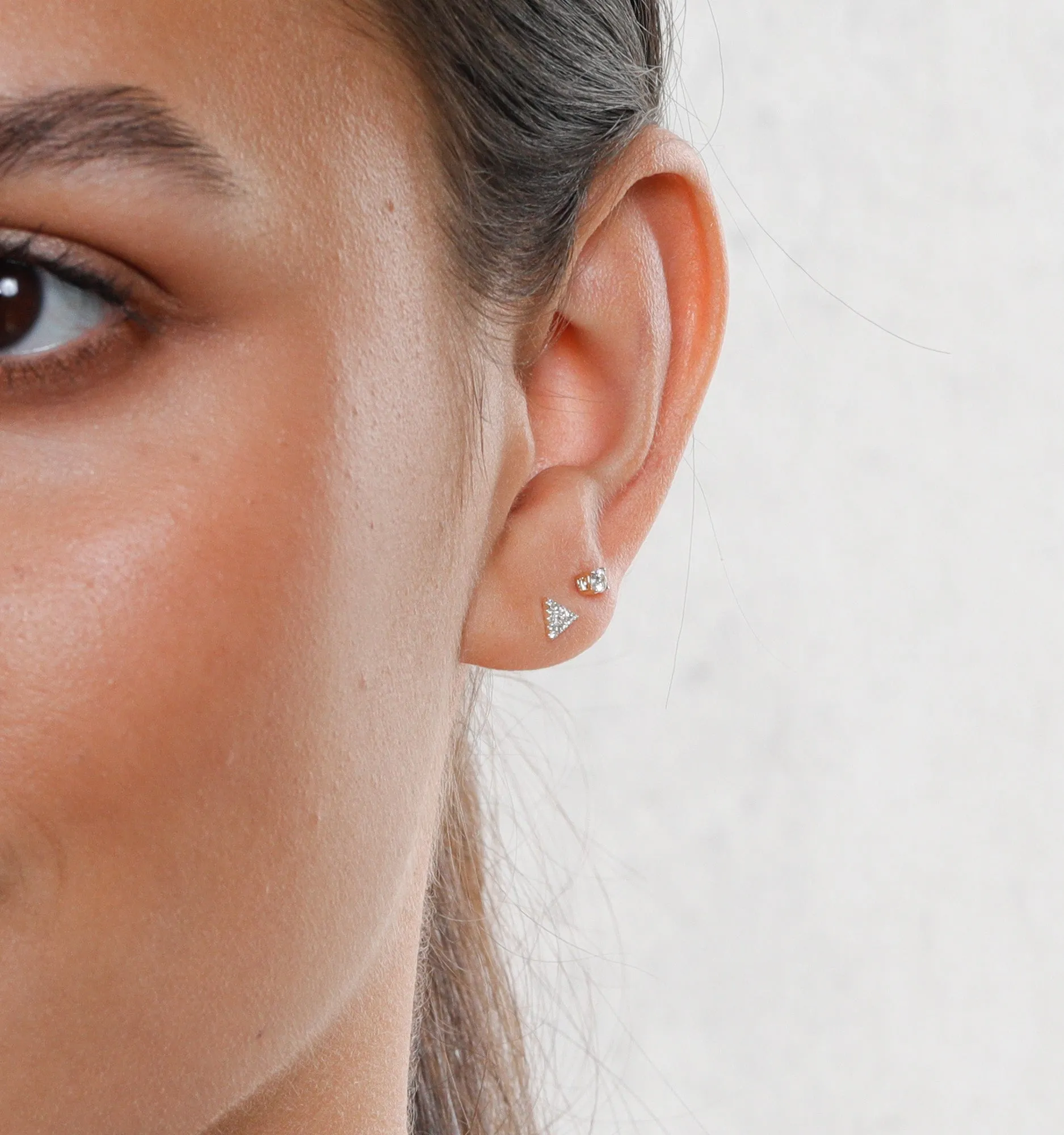 Pave Triangle Diamond Stud Earrings