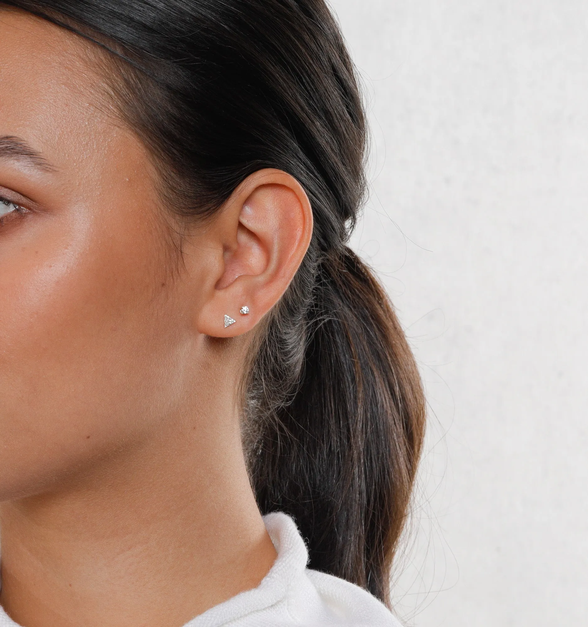 Pave Triangle Diamond Stud Earrings
