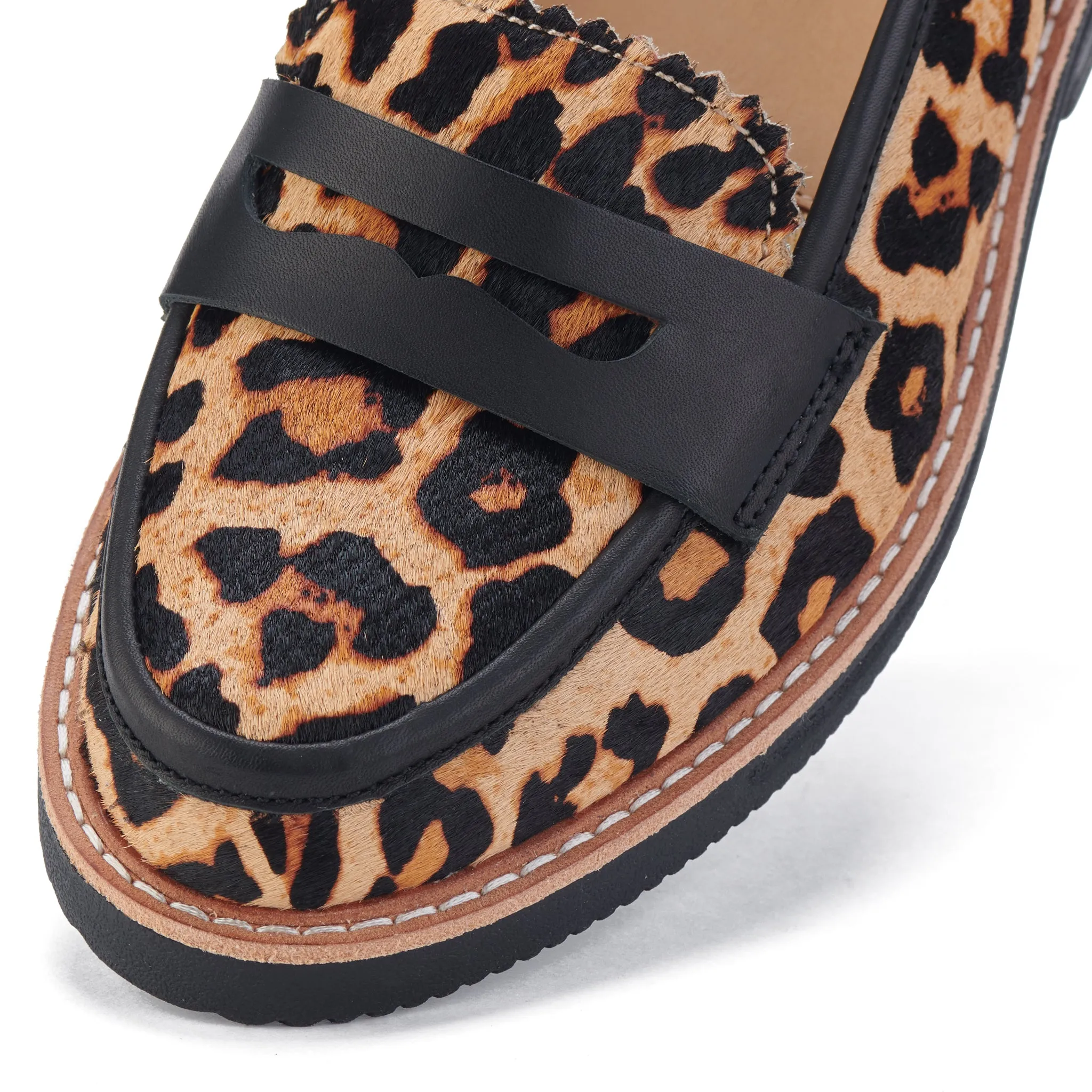 Penny Loafer Rise Cognac Leopard
