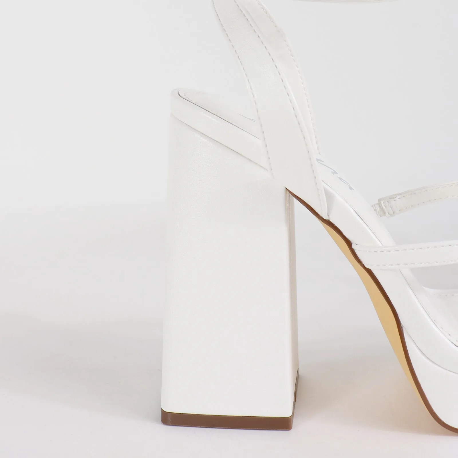 RHODE-1 OPEN TOE STRAP W/ BLOCK HIGH HEEL - WHITE