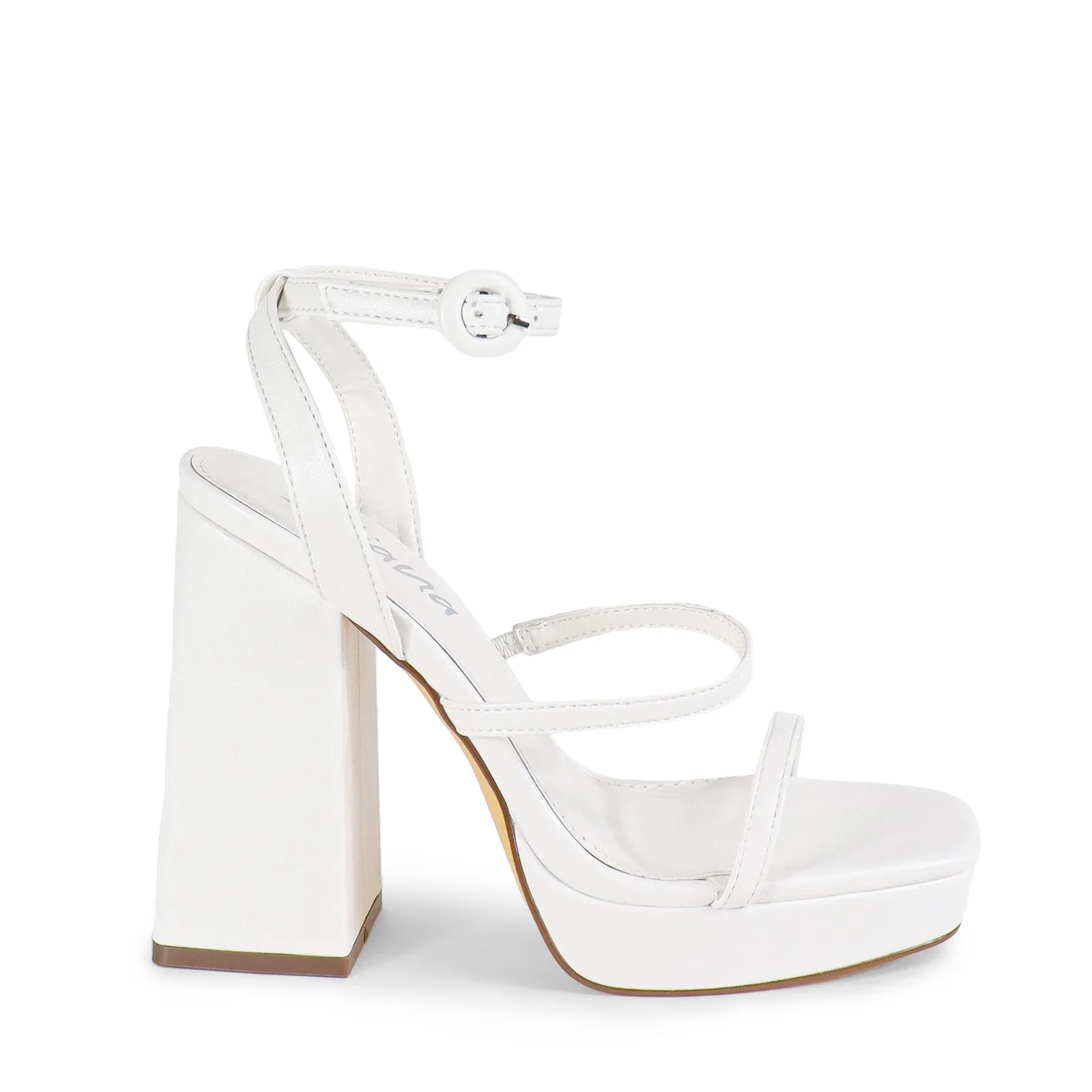 RHODE-1 OPEN TOE STRAP W/ BLOCK HIGH HEEL - WHITE