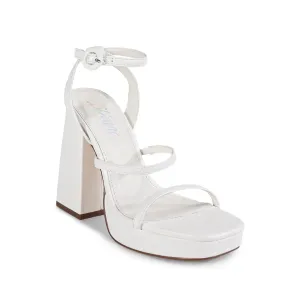 RHODE-1 OPEN TOE STRAP W/ BLOCK HIGH HEEL - WHITE