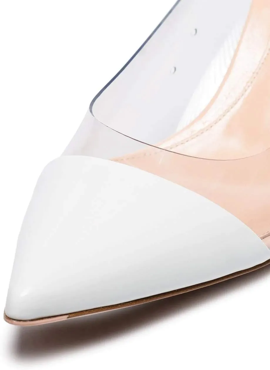 SAMMITOP Women's 65mm Pointed Toe Transparent Pumps Mid Heel Dress Shoes