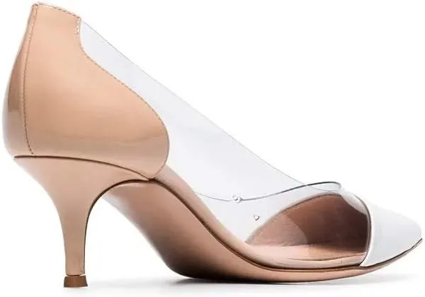 SAMMITOP Women's 65mm Pointed Toe Transparent Pumps Mid Heel Dress Shoes