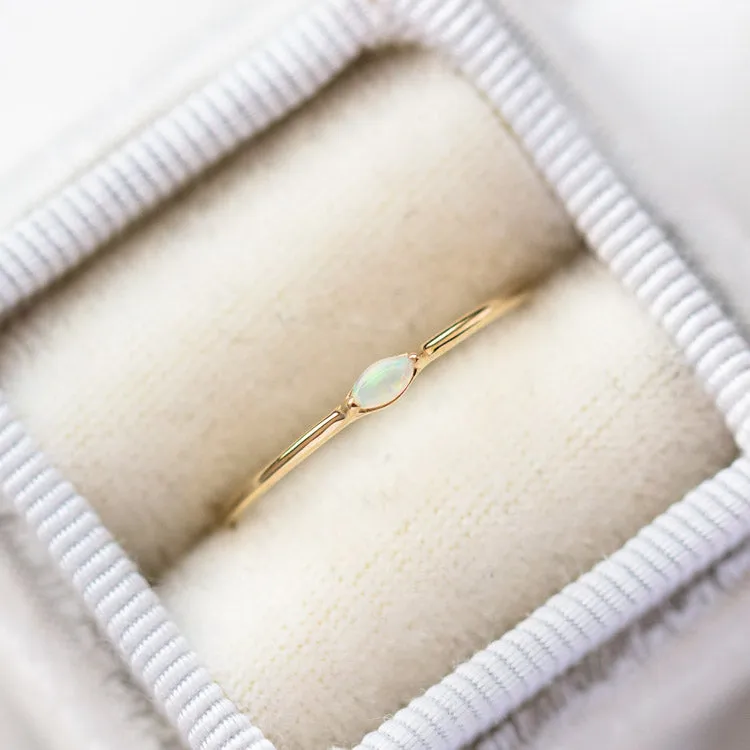 Solid Gold Simple Opal Band