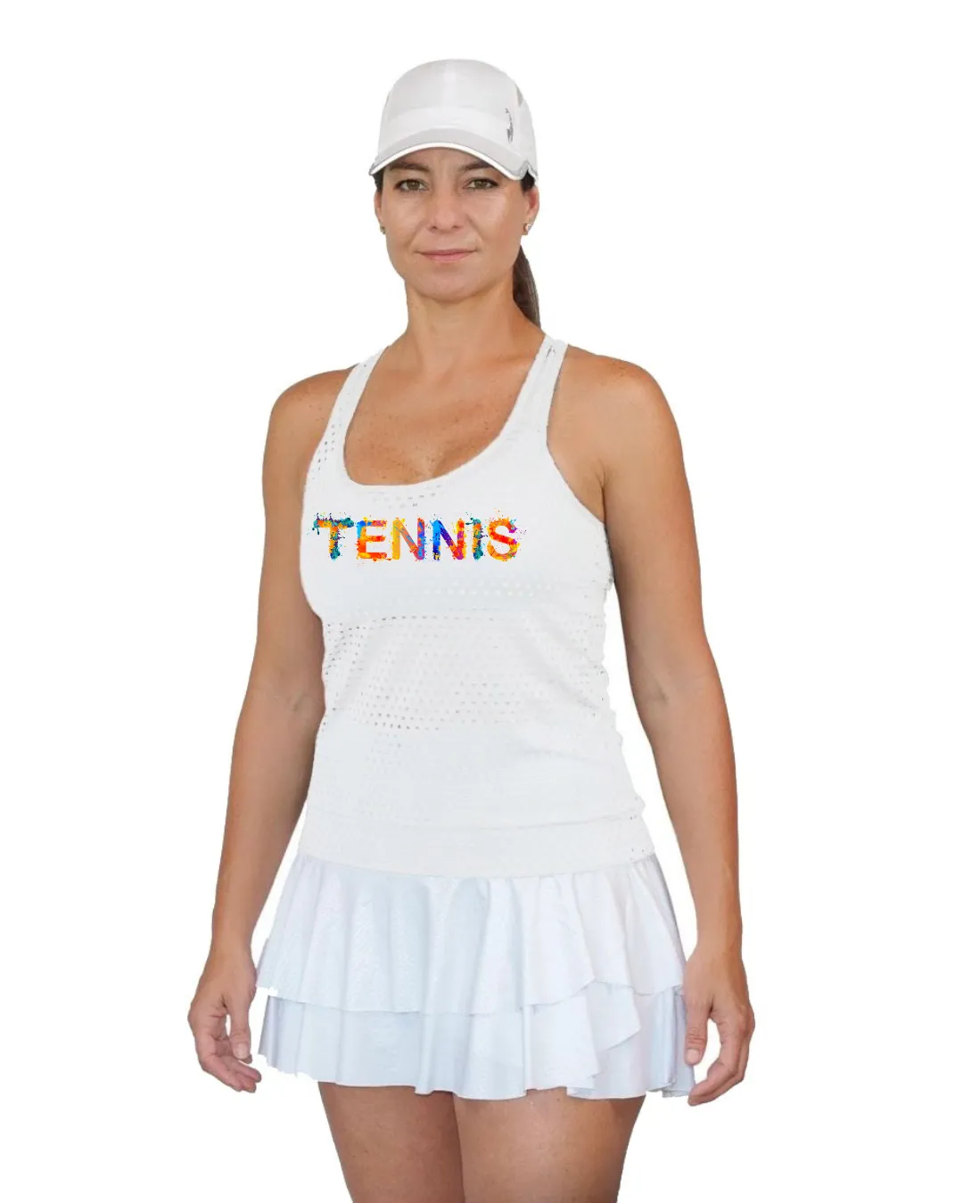 Tennis Art Fold Over Mesh Top